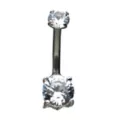 CZ Clear Gem Belly Ring - 14 Gauge at Spencer's