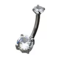CZ Clear Gem Belly Ring - 14 Gauge at Spencer's