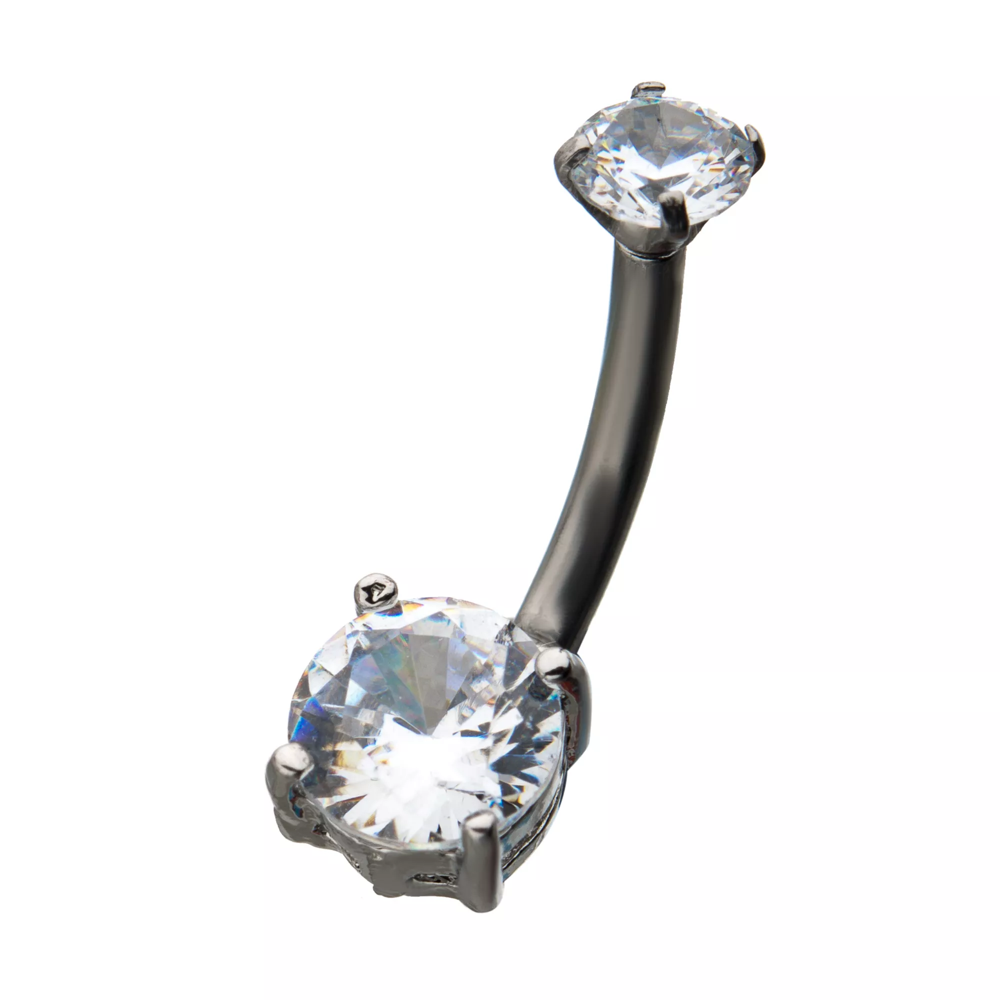 CZ Clear Gem Belly Ring - 14 Gauge at Spencer's