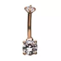 Rose Gold Crystal Clear Gem Belly Ring - 14 Gauge at Spencer's