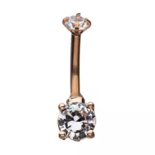 Rose Gold Crystal Clear Gem Belly Ring - 14 Gauge at Spencer's