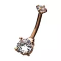 Rose Gold Crystal Clear Gem Belly Ring - 14 Gauge at Spencer's