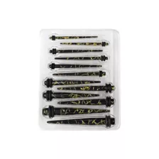 Black and Goldtone Marble Ear Tapers Kit - 6 Pair at Spencer's