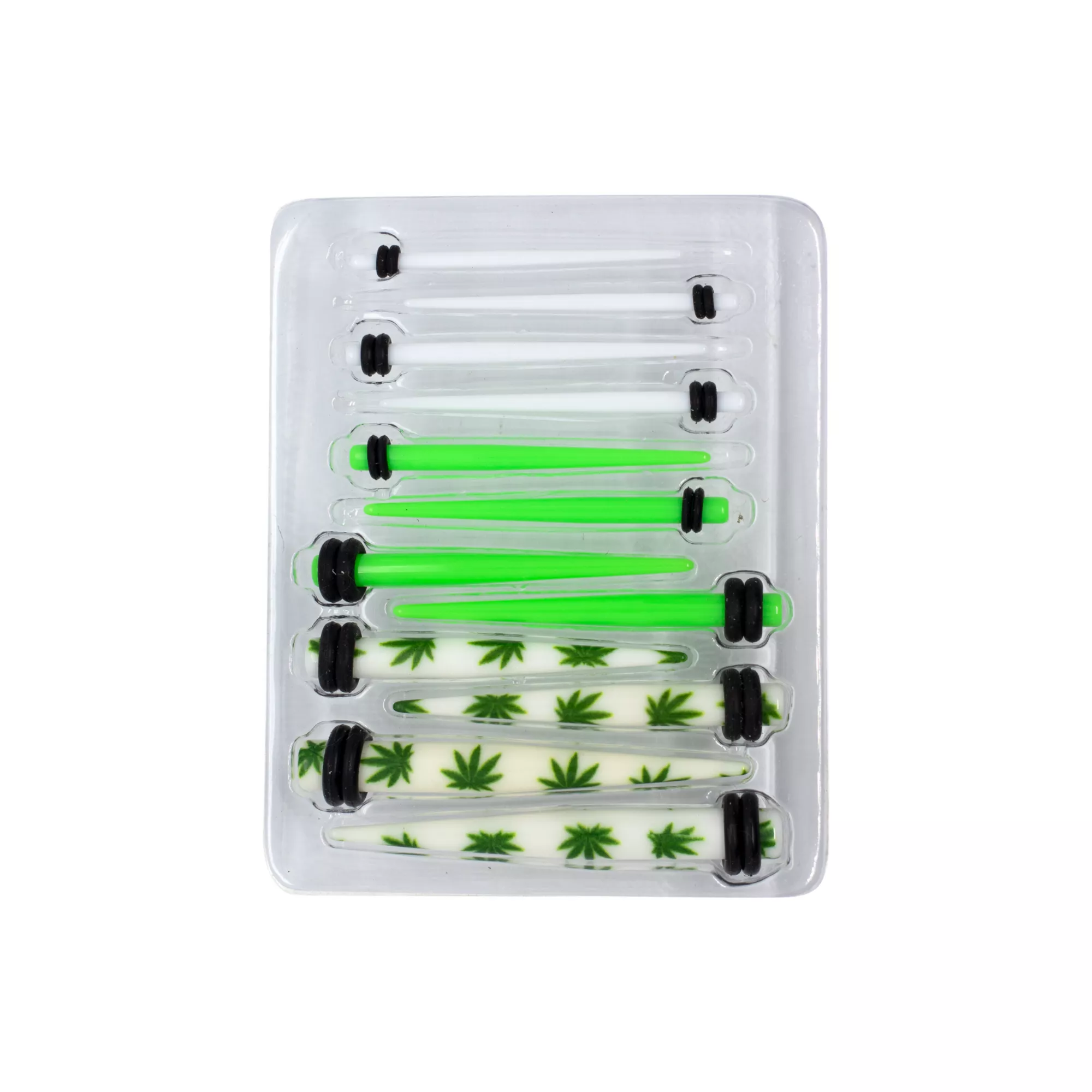 Leaf, Green and White Ear Tapers Kit - 6 Pair at Spencer's