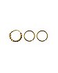 Goldtone Textured Hoop Nose Rings 3 Pack - 20 Gauge