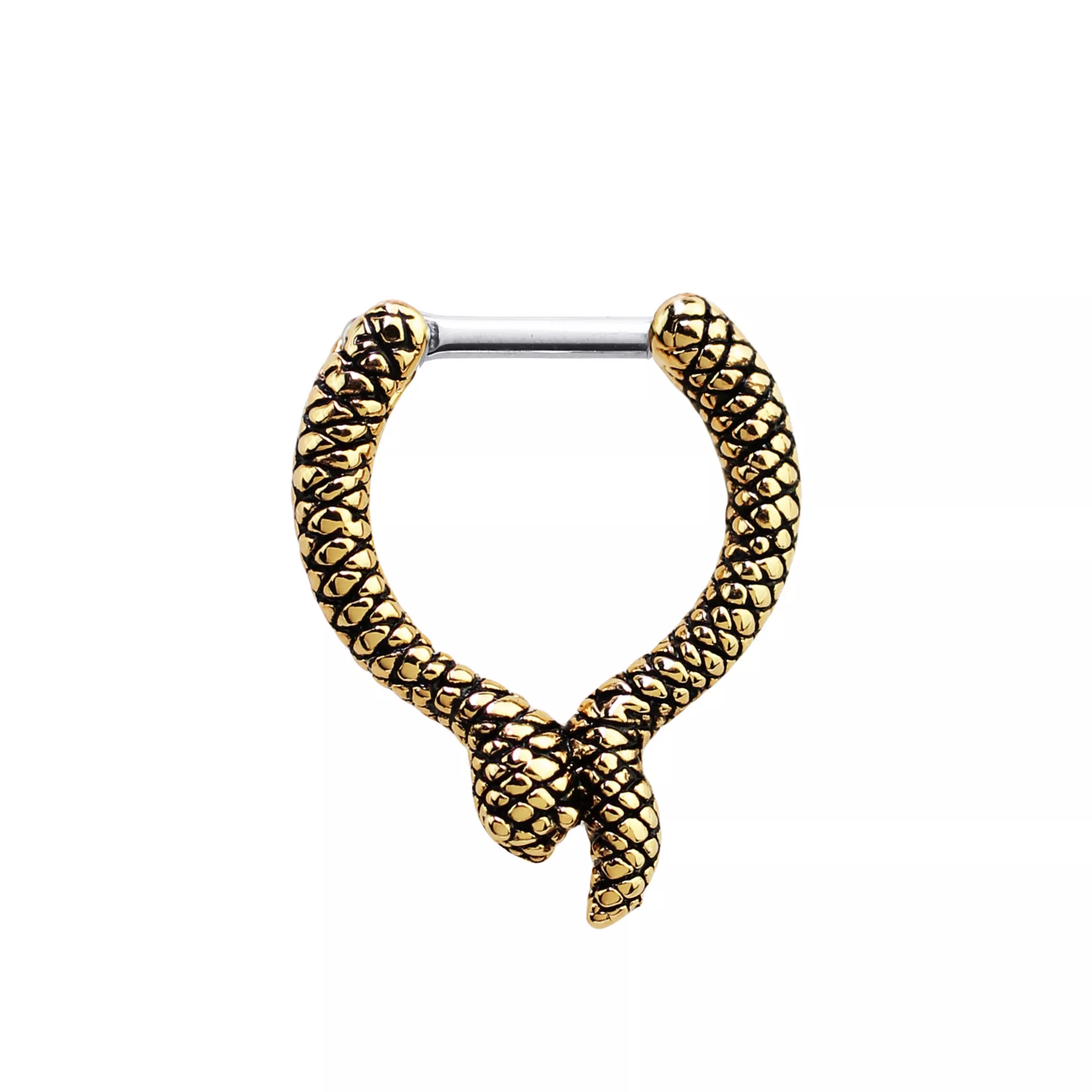 Goldtone Snake Clicker Septum Ring – 16 Gauge at Spencer's