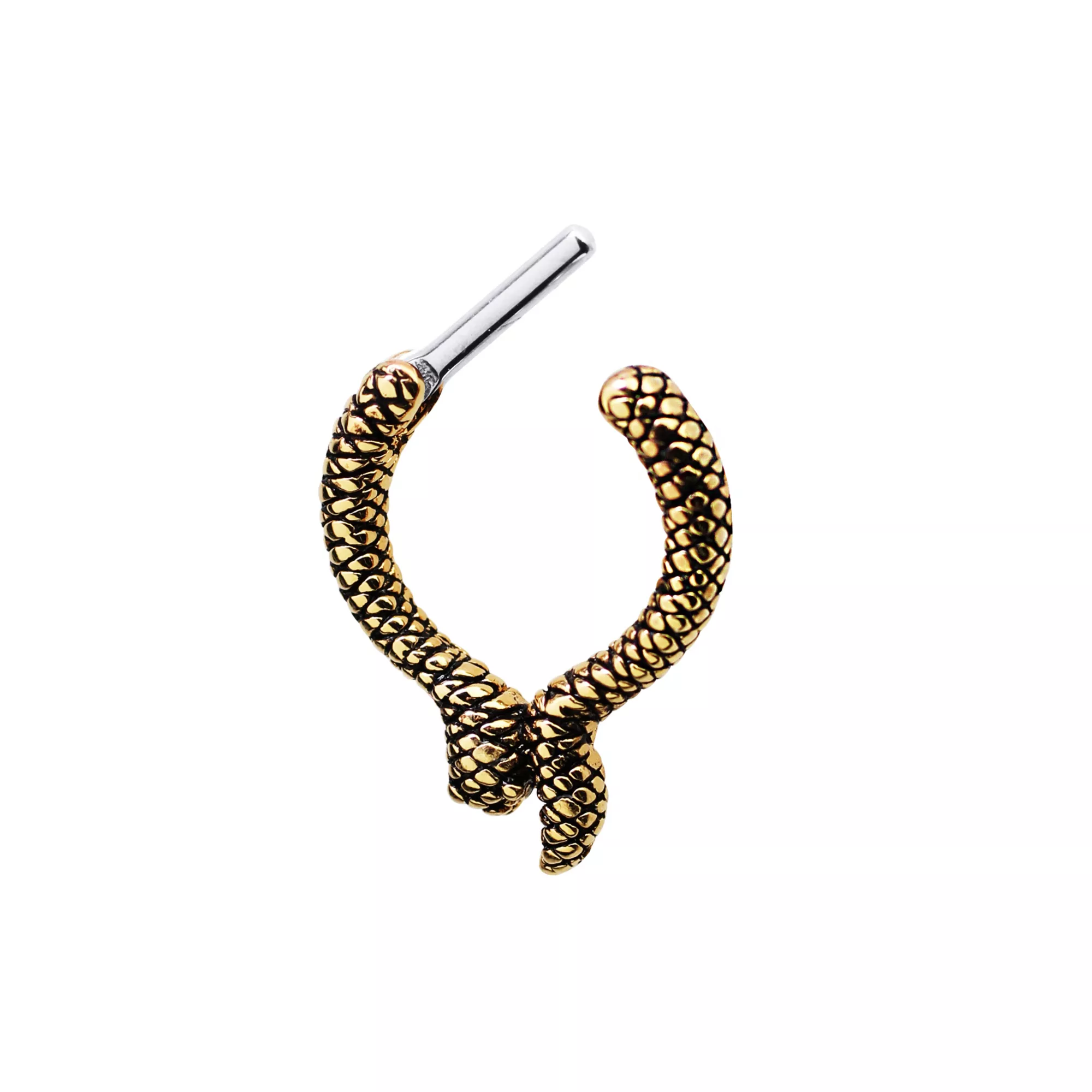Goldtone Snake Clicker Septum Ring – 16 Gauge at Spencer's