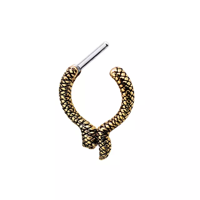 Goldtone Snake Clicker Septum Ring – 16 Gauge at Spencer's