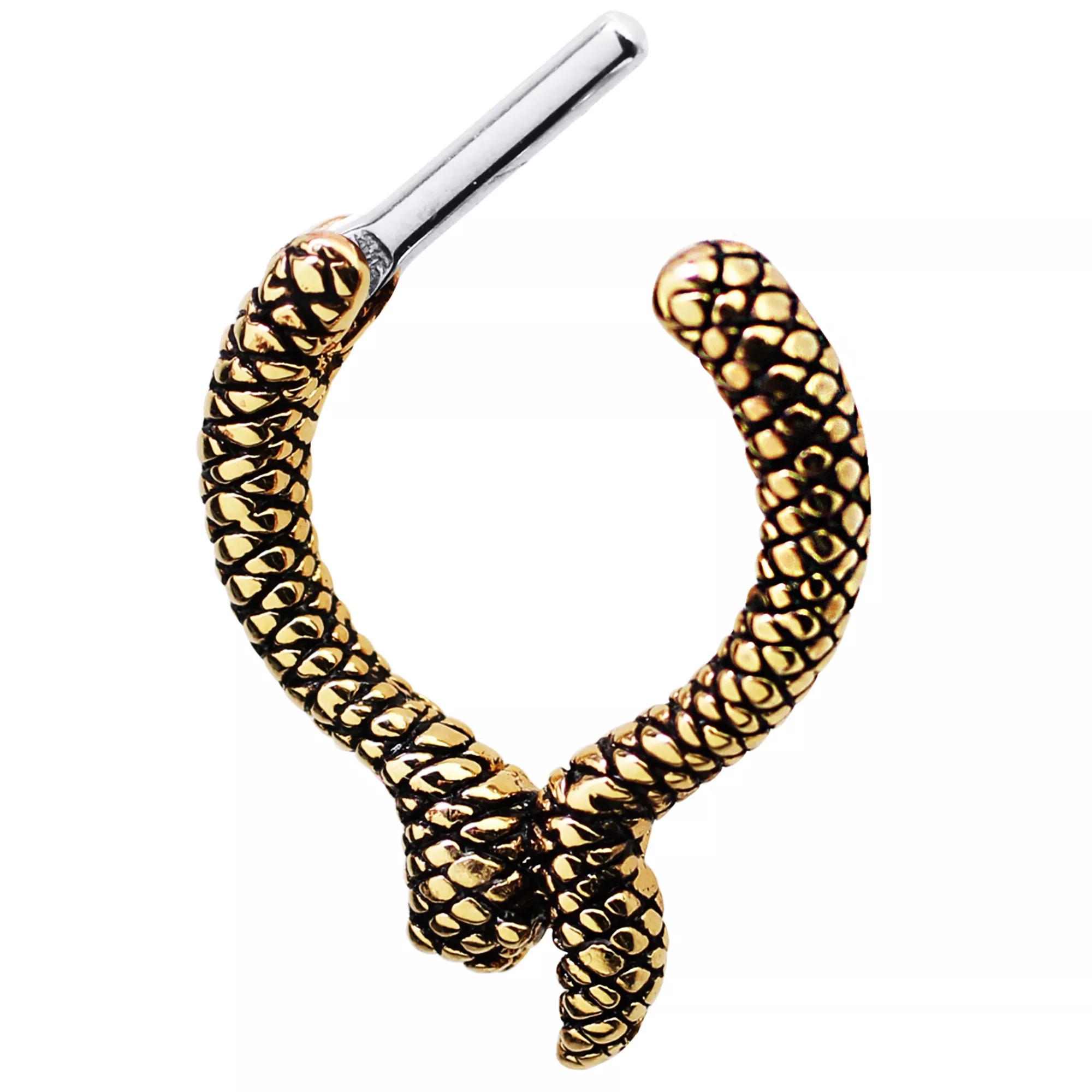 Goldtone Snake Clicker Septum Ring – 16 Gauge at Spencer's