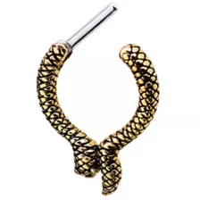 Goldtone Snake Clicker Septum Ring – 16 Gauge at Spencer's