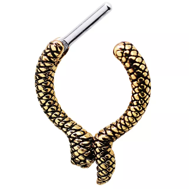 Goldtone Snake Clicker Septum Ring – 16 Gauge at Spencer's