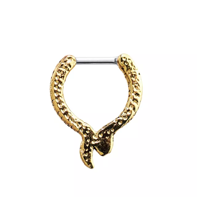 Goldtone Snake Clicker Septum Ring – 16 Gauge at Spencer's