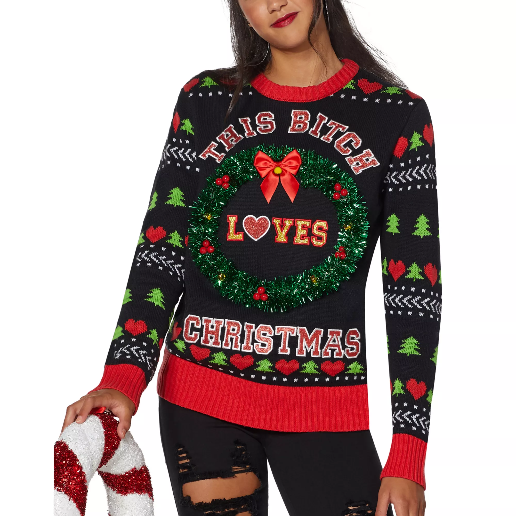 Light-Up This Bitch Loves Christmas Ugly Sweater