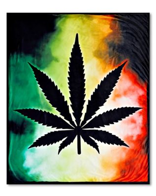 Rasta Leaf Smoke Fleece Blanket