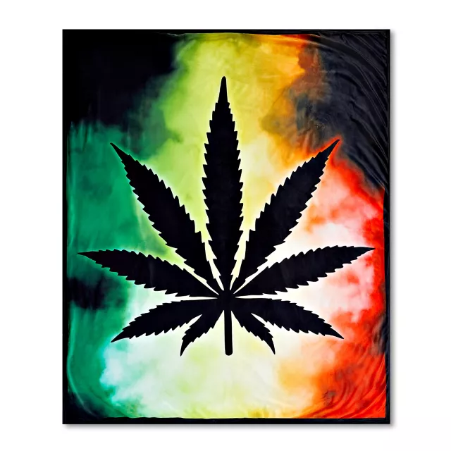 Rasta Leaf Smoke Fleece Blanket at Spencer's