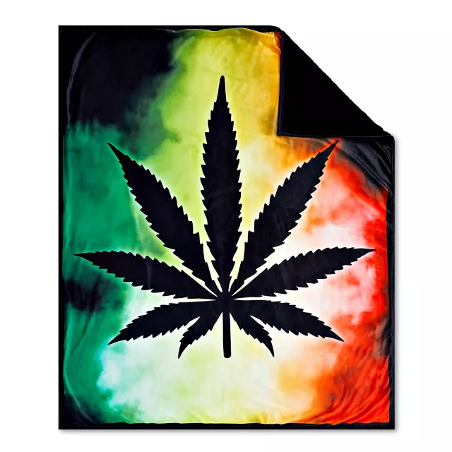 Rasta Leaf Smoke Fleece Blanket at Spencer's