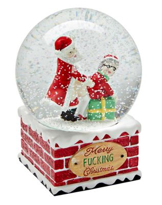 Merry Fucking Christmas Santa Snowglobe Spencer S