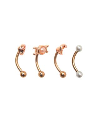 Multi-Pack Pearl-Effect Crescent Moon Curved Barbells 4 Pack – 16 Gauge