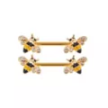 Goldtone Bumblebee CZ Nipple Barbell – 14 Gauge at Spencer's