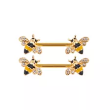 Goldtone Bumblebee CZ Nipple Barbell – 14 Gauge at Spencer's