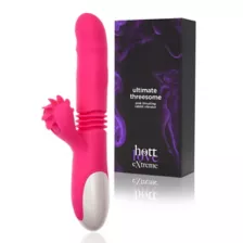 Ultimate Threesome Pink Thrusting Rechargeable Rabbit Vibrator 9.3 Inch - Hott Love Extreme at Spencer's