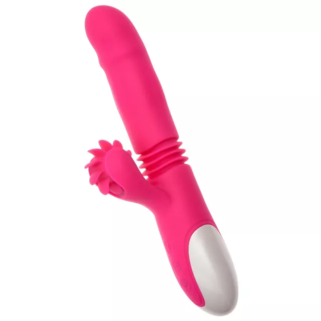 Ultimate Threesome Pink Thrusting Rechargeable Rabbit Vibrator 9.3 Inch - Hott Love Extreme at Spencer's