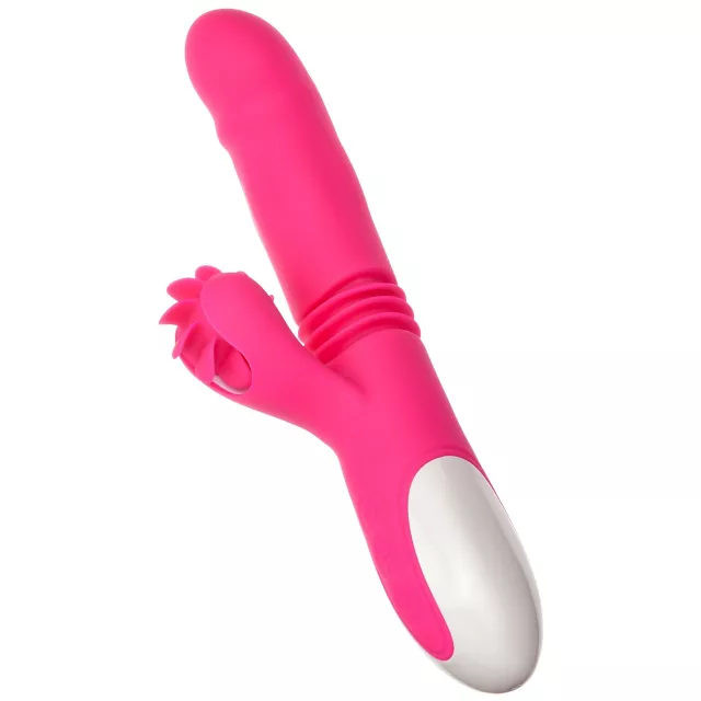 Ultimate Threesome Pink Thrusting Rechargeable Rabbit Vibrator 9.3 Inch - Hott Love Extreme at Spencer's