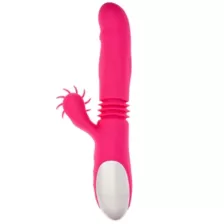 Ultimate Threesome Pink Thrusting Rechargeable Rabbit Vibrator 9.3 Inch - Hott Love Extreme at Spencer's