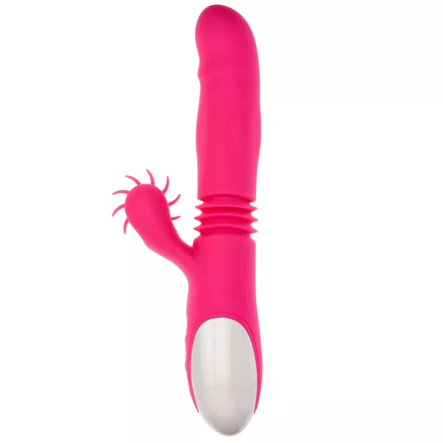 Ultimate Threesome Pink Thrusting Rechargeable Rabbit Vibrator 9.3 Inch - Hott Love Extreme at Spencer's