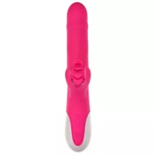 Ultimate Threesome Pink Thrusting Rechargeable Rabbit Vibrator 9.3 Inch - Hott Love Extreme at Spencer's