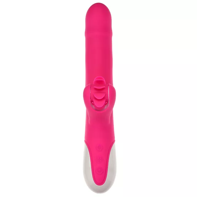 Ultimate Threesome Pink Thrusting Rechargeable Rabbit Vibrator 9.3 Inch - Hott Love Extreme at Spencer's