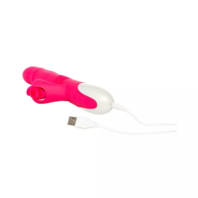 Ultimate Threesome Pink Thrusting Rechargeable Rabbit Vibrator 9.3 Inch - Hott Love Extreme at Spencer's