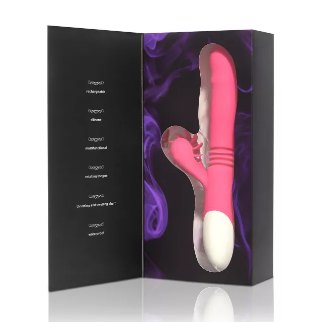Ultimate Threesome Pink Thrusting Rechargeable Rabbit Vibrator 9.3 Inch - Hott Love Extreme at Spencer's
