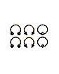 Multi-Pack Ombre Captive Rings and Horseshoe Rings 3 Pair - 16 Gauge