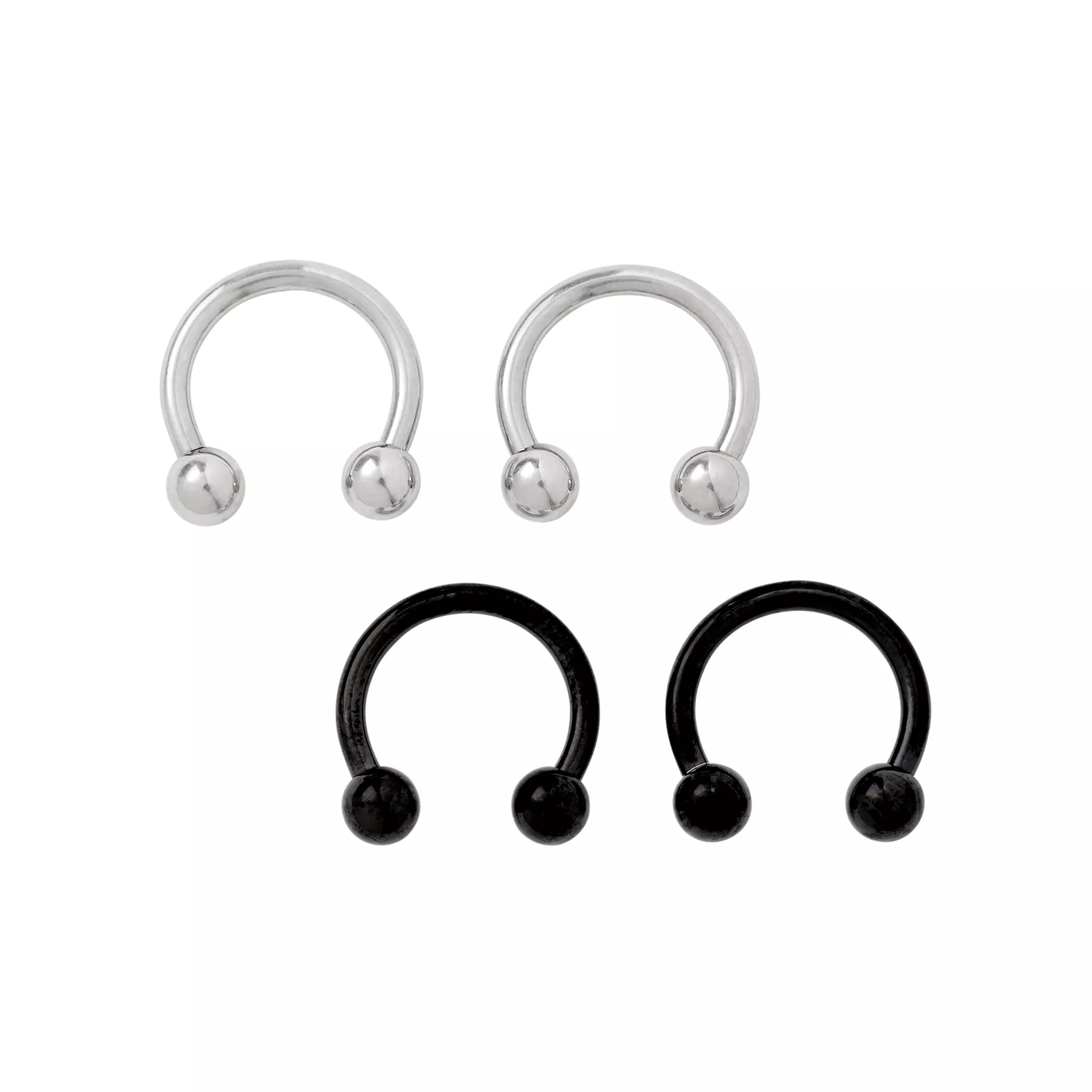 Multi-Pack Black and Silver Horseshoe Rings 2 Pair - 14 Gauge at Spencer's
