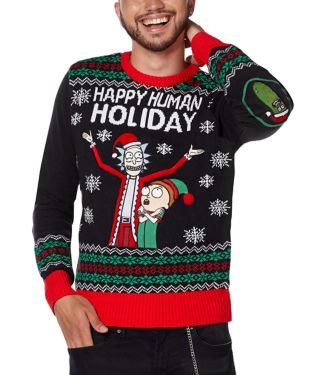 Happy Human Holiday Rick and Morty Ugly Christmas Sweater 