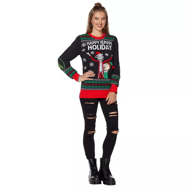 Light-Up Happy Human Holiday Christmas Sweater - Rick and Morty at Spencer's