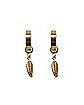 Goldtone Feather Dangle Huggie Earrings - 18 Gauge