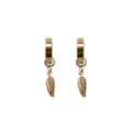 Goldtone Feather Dangle Huggie Earrings - 18 Gauge at Spencer's