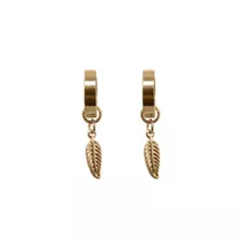 Goldtone Feather Dangle Huggie Earrings - 18 Gauge at Spencer's