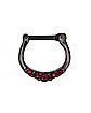Black and Red CZ Clicker Septum Ring - 16 Gauge