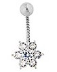 CZ Twisted Flower Belly Ring - 14 Gauge