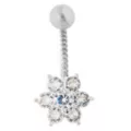 CZ Twisted Flower Belly Ring - 14 Gauge at Spencer's
