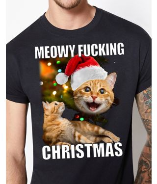 Meowy Fucking Christmas Ugly Christmas T Shirt