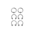 Multi-Pack Silvertone Captive Bead and Horseshoe Rings 3 Pair - 16 Gauge at Spencer's