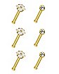 CZ Stud Nose Rings - 6 Pack