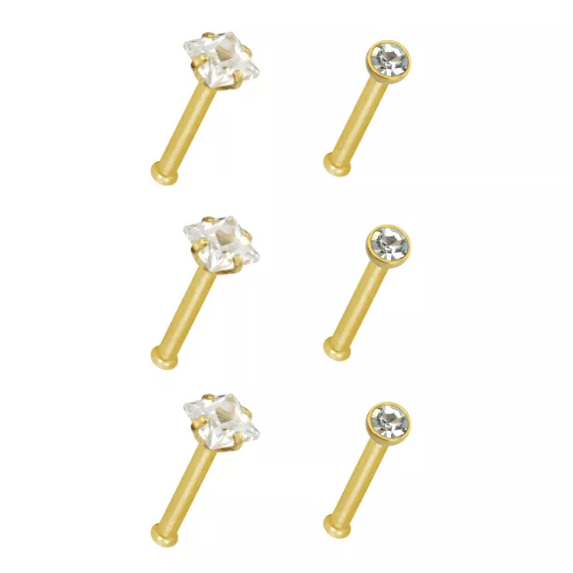 CZ Stud Nose Rings - 6 Pack at Spencer's