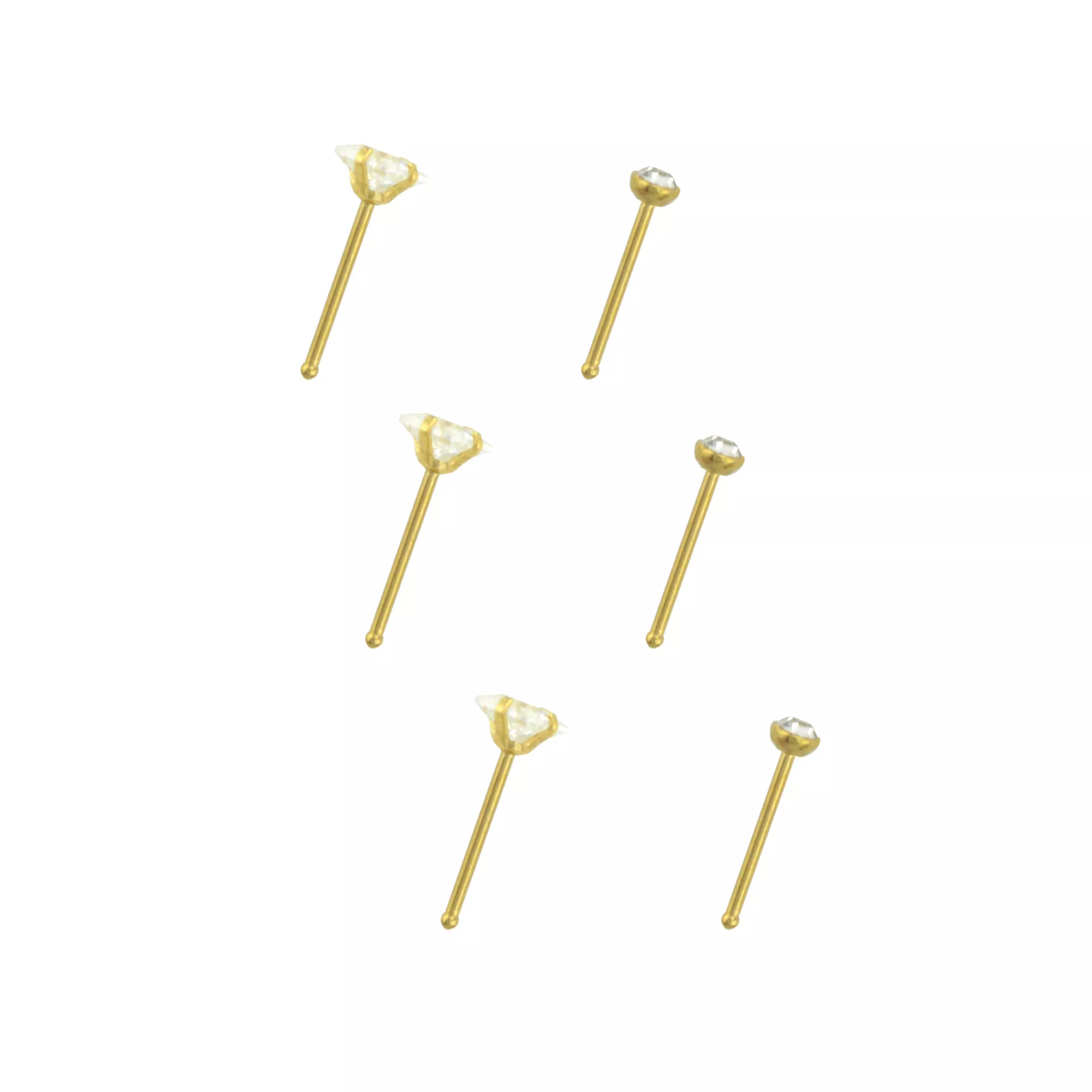CZ Stud Nose Rings - 6 Pack
