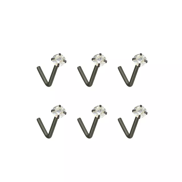 Multi-Pack CZ L-Bend Nose Rings - 6 Pack at Spencer's