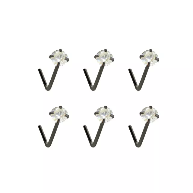 Multi-Pack CZ L-Bend Nose Rings - 6 Pack at Spencer's